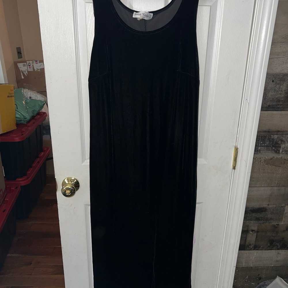 Vintage Ronni Nicole II Sleeveless Black Velvet M… - image 1