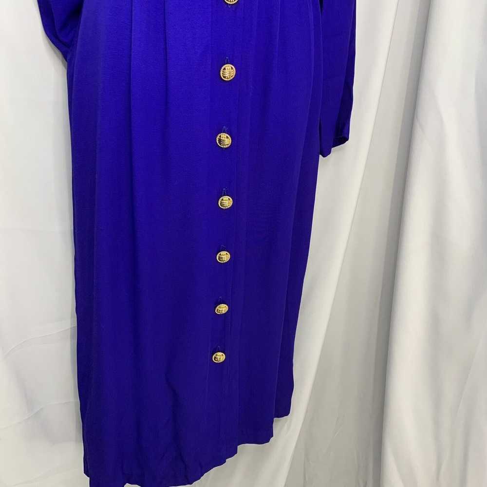 Purple Rayon Boutique Coat Dress Belt Gold Button… - image 2