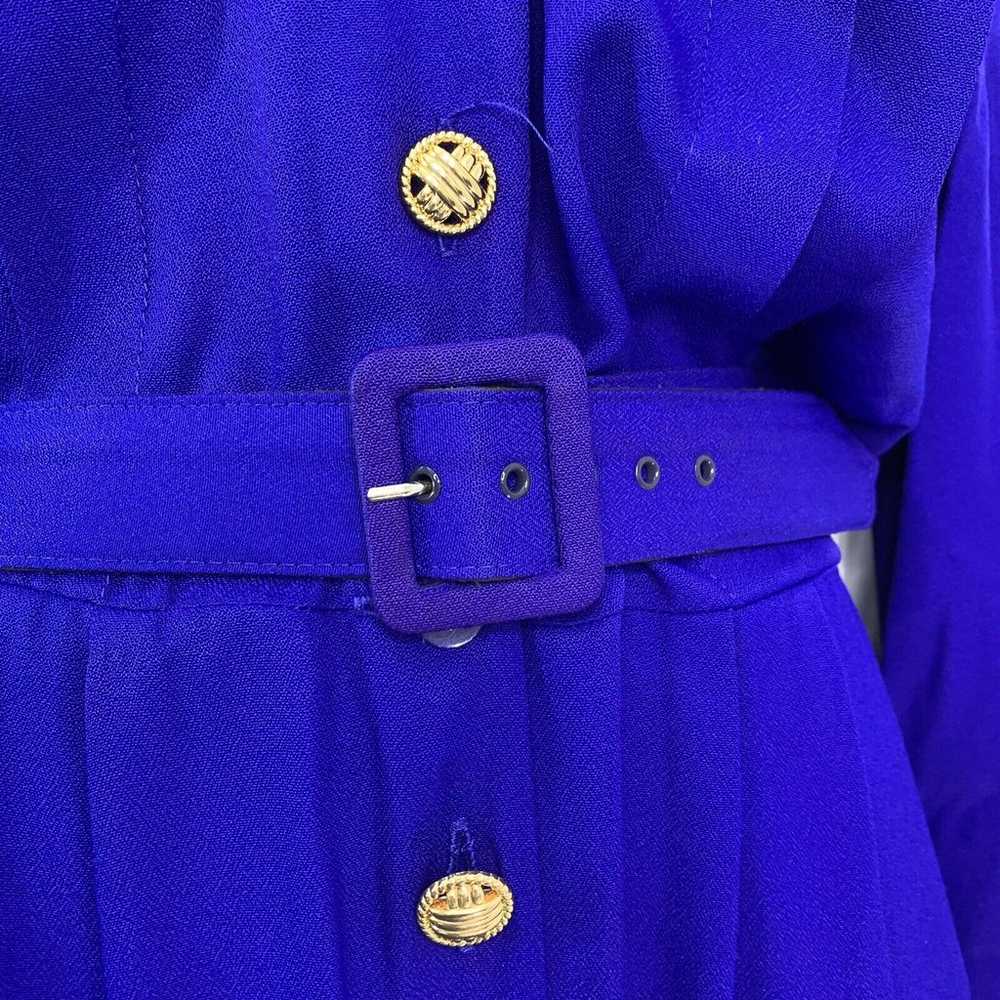 Purple Rayon Boutique Coat Dress Belt Gold Button… - image 7