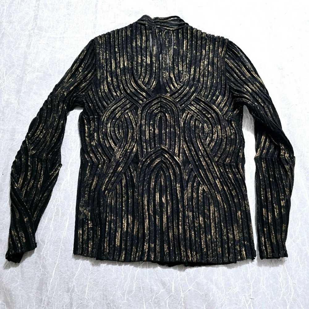 Reba BLack Gold Metallic Long Sleeve Zipper Down … - image 2