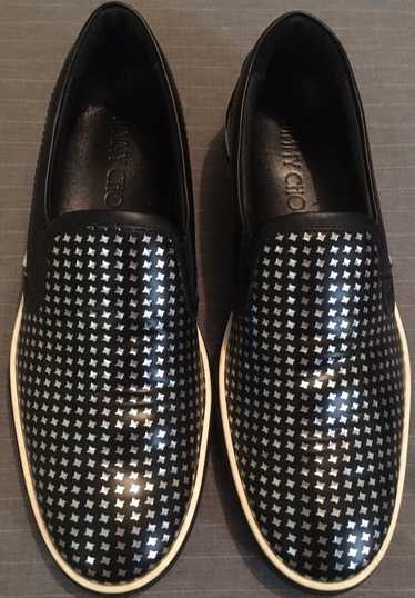 Jimmy Choo Black/Silver Houndstooth Grove Slip Ons