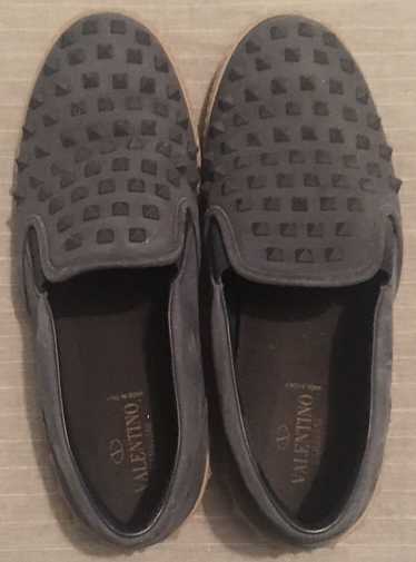 Valentino Blue Nubuck Rockstud Slip Ons