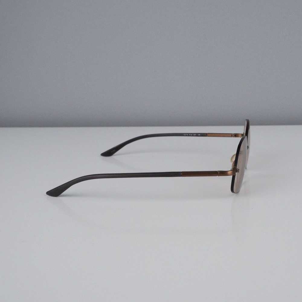 Prada Vintage prada logo bronze brown rimless ova… - image 3