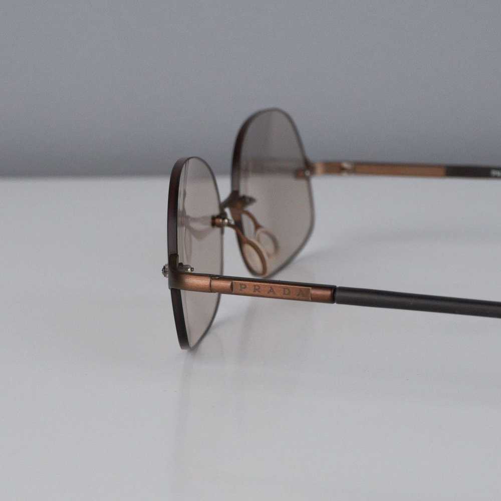 Prada Vintage prada logo bronze brown rimless ova… - image 6