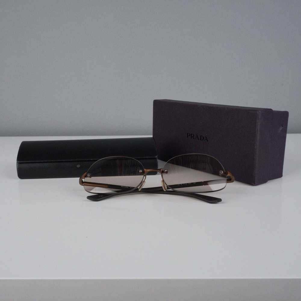 Prada Vintage prada logo bronze brown rimless ova… - image 7