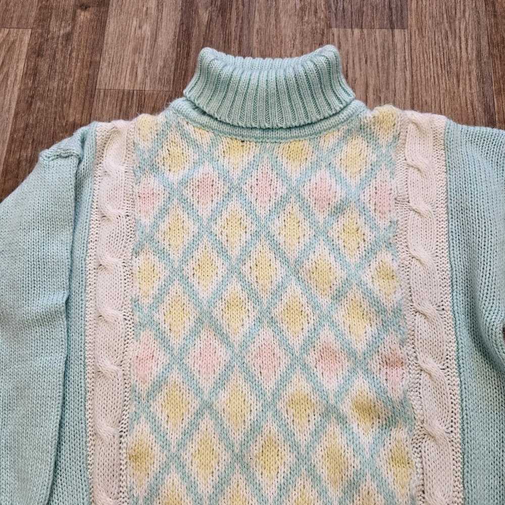 Vtg Sweater Womens Size M Pastel Geometric Granny… - image 2