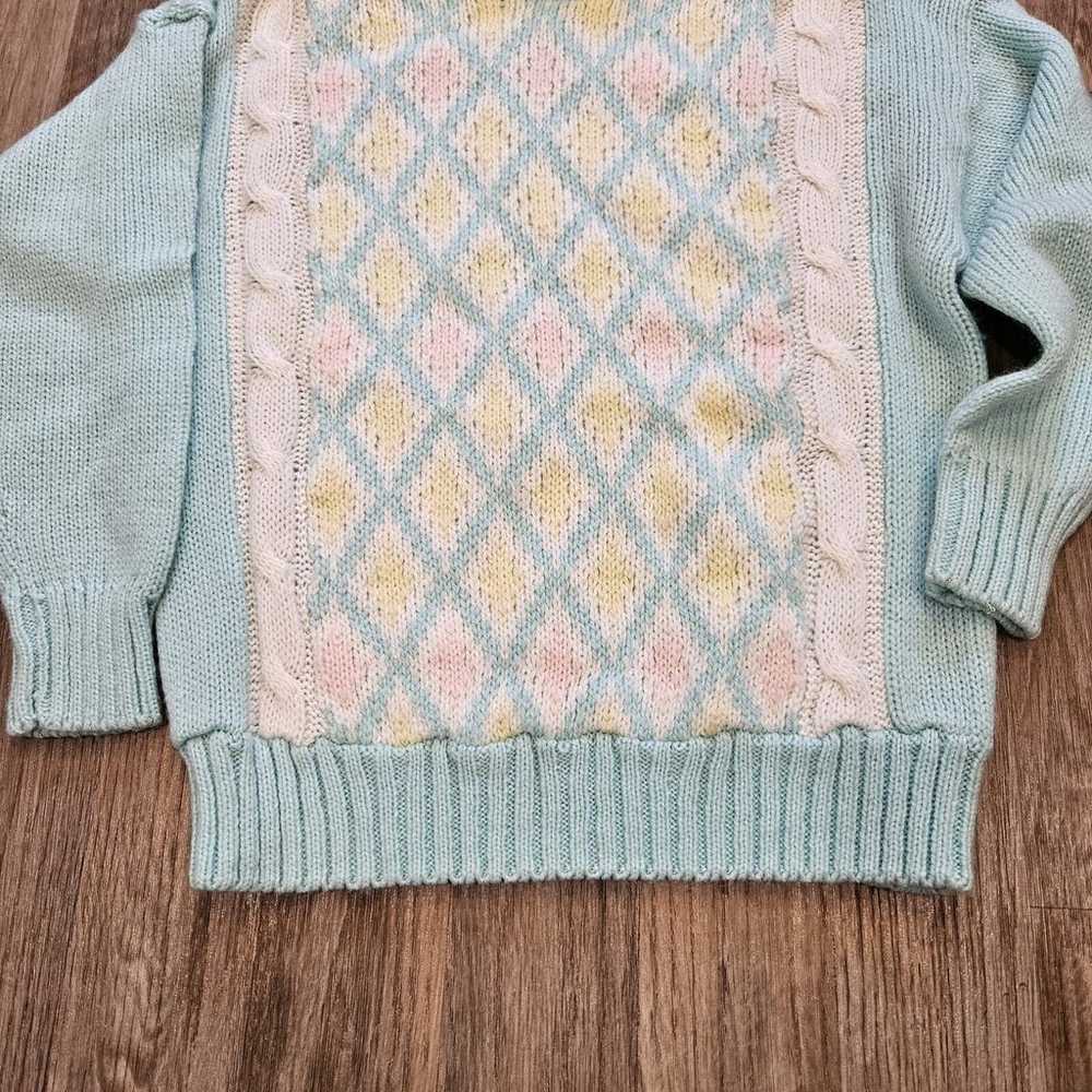 Vtg Sweater Womens Size M Pastel Geometric Granny… - image 4