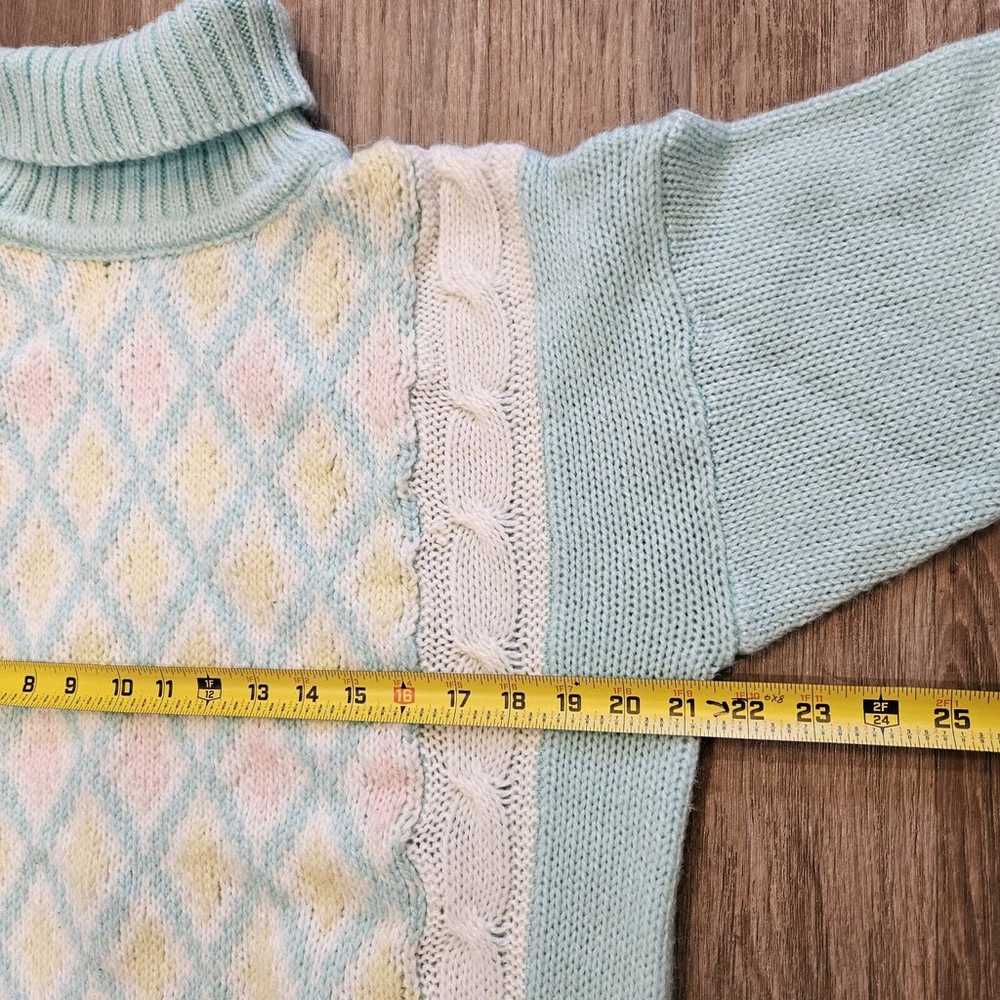 Vtg Sweater Womens Size M Pastel Geometric Granny… - image 6