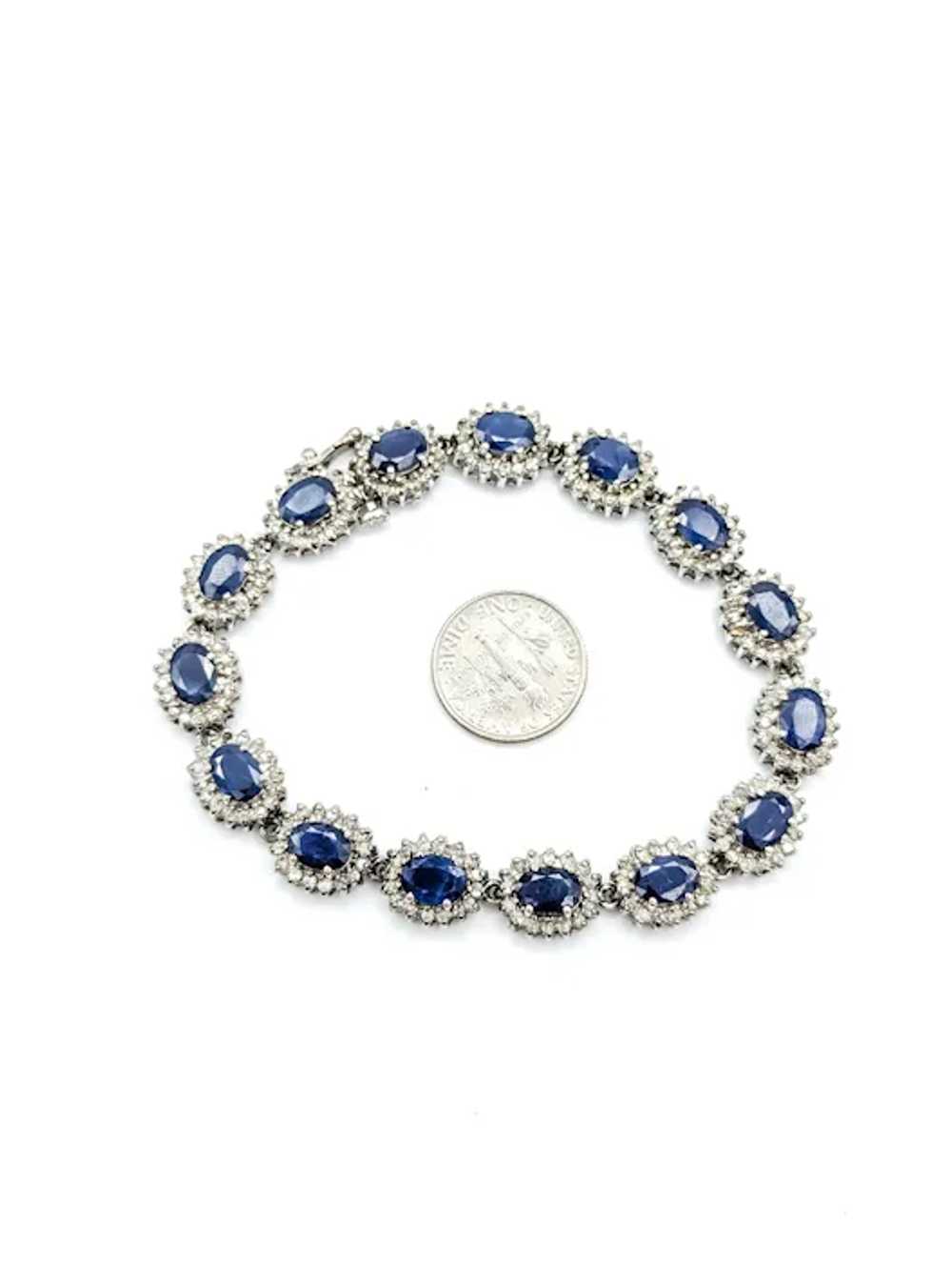 Sapphire and Diamond Halo Bracelet in White Gold - image 2