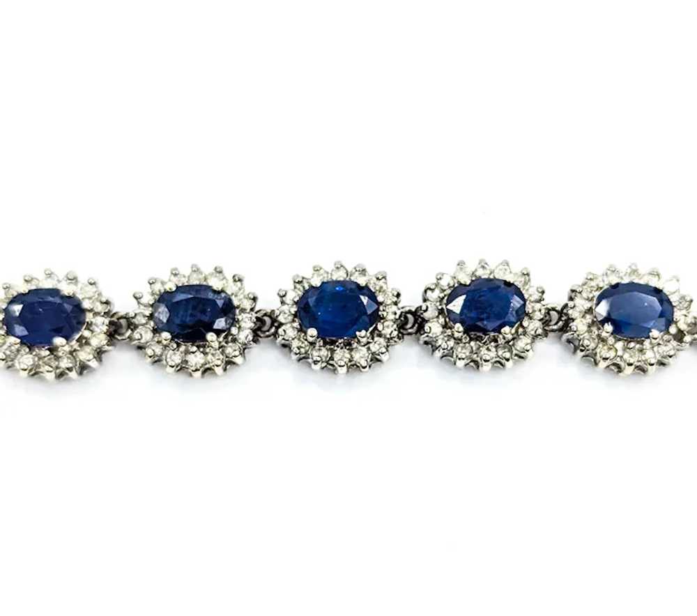 Sapphire and Diamond Halo Bracelet in White Gold - image 3