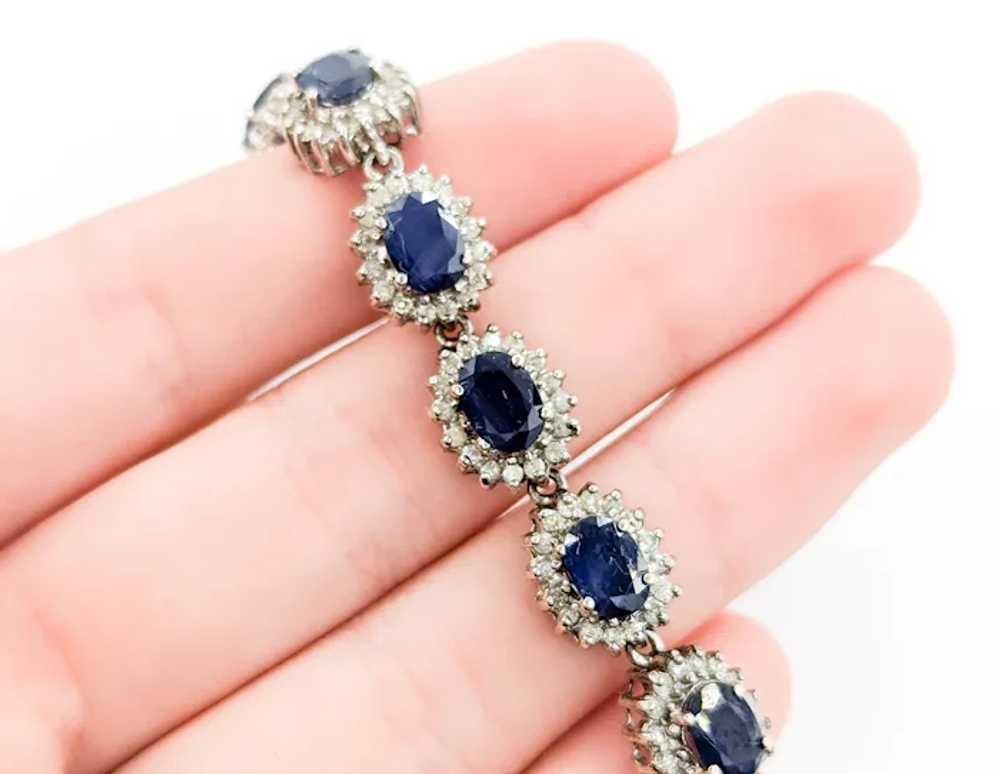 Sapphire and Diamond Halo Bracelet in White Gold - image 5