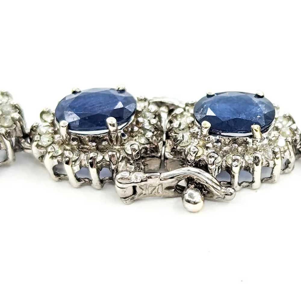 Sapphire and Diamond Halo Bracelet in White Gold - image 8