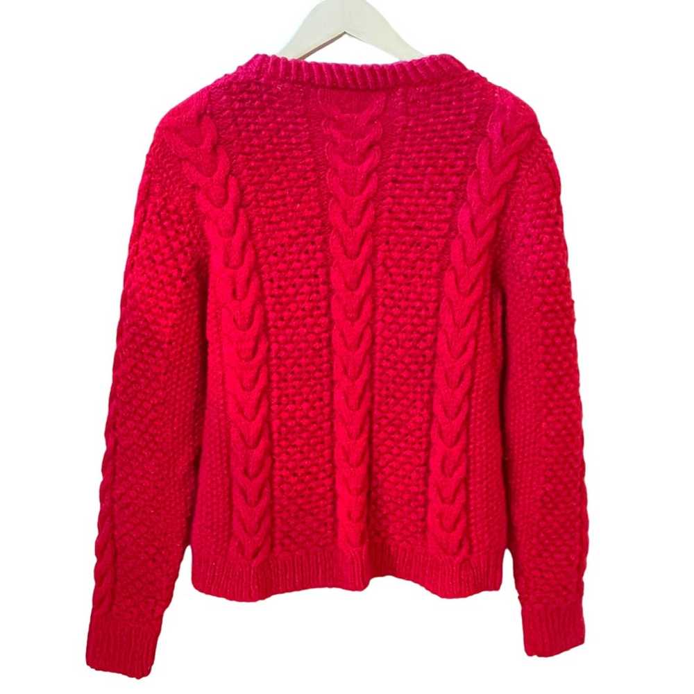 VINTAGE Hand Knit Magenta Aran Wool Fisherman's S… - image 3