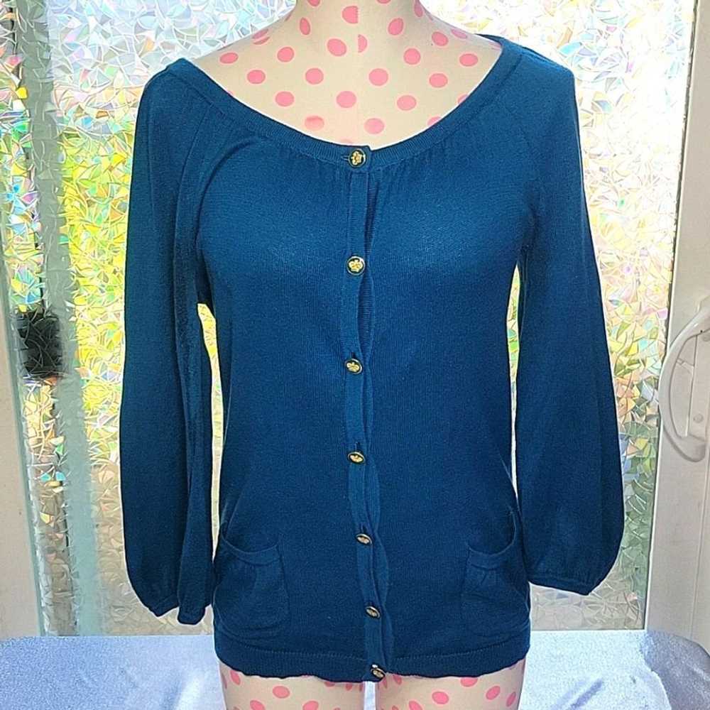 Y2k Vintage Juicy Couture Blue Cotton Button Up C… - image 1