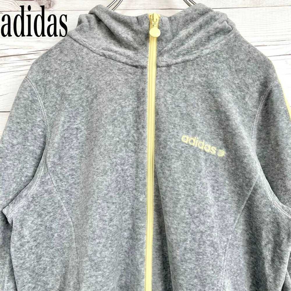 Adidas hoodie, gray, size L, fleece material, yel… - image 1