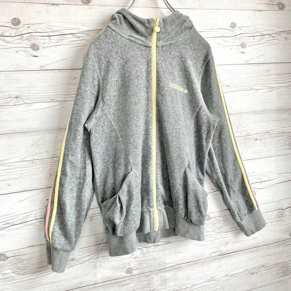 Adidas hoodie, gray, size L, fleece material, yel… - image 3