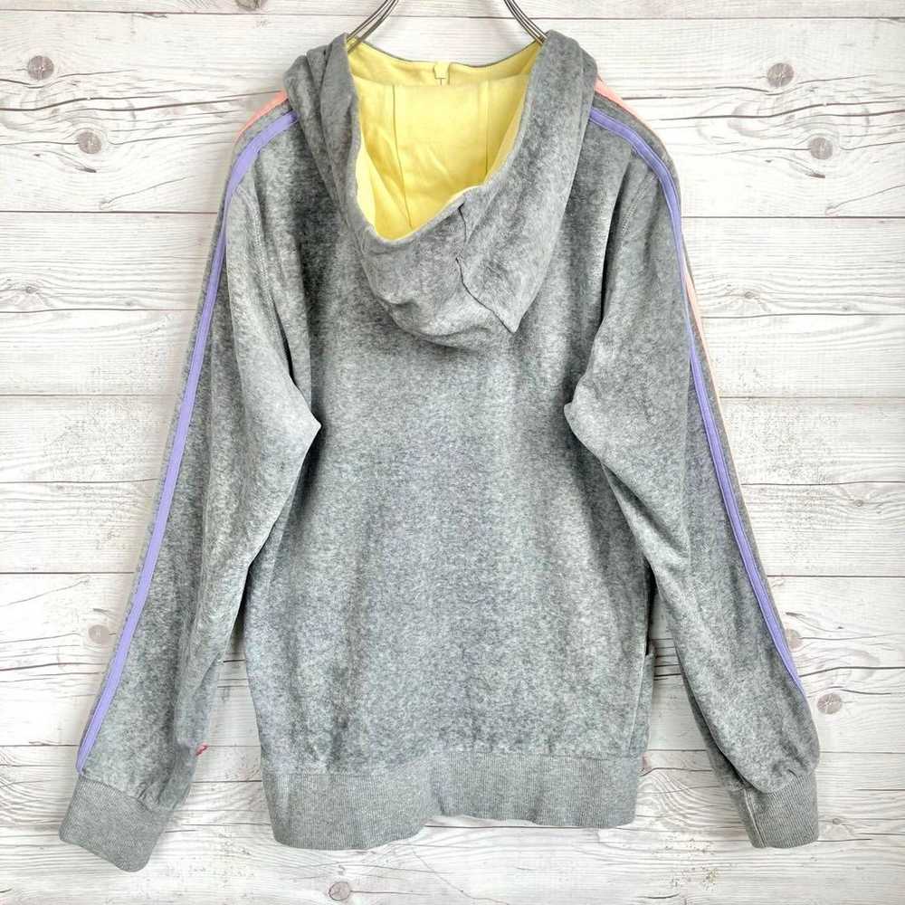 Adidas hoodie, gray, size L, fleece material, yel… - image 4