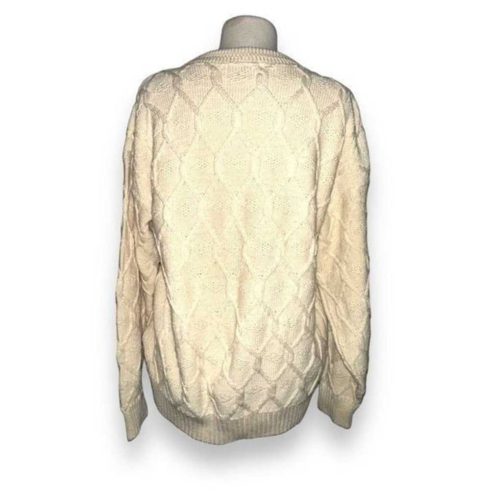 Y2 Vtg Peconic Bay Traders Cable Knit Cream Sweat… - image 2