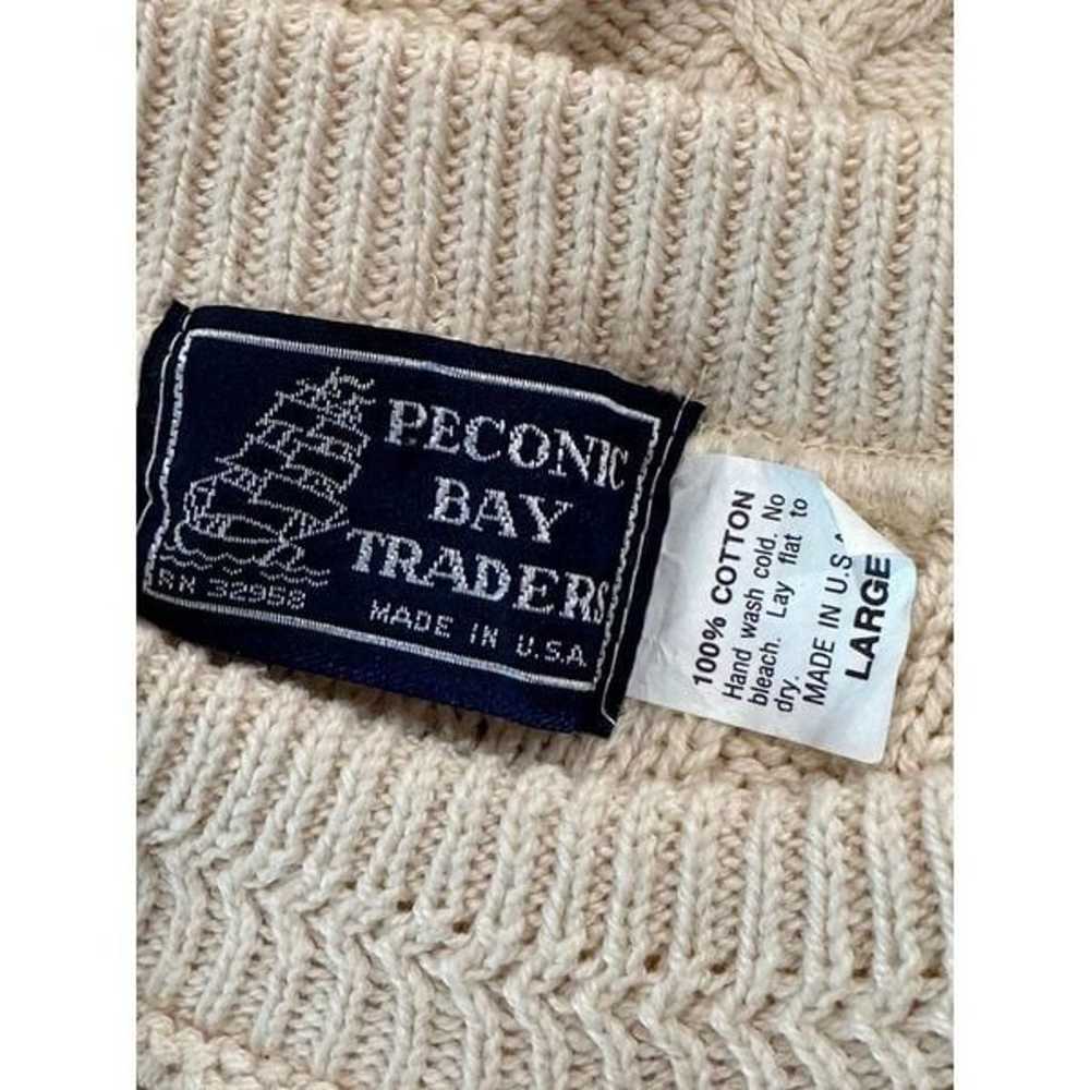 Y2 Vtg Peconic Bay Traders Cable Knit Cream Sweat… - image 3