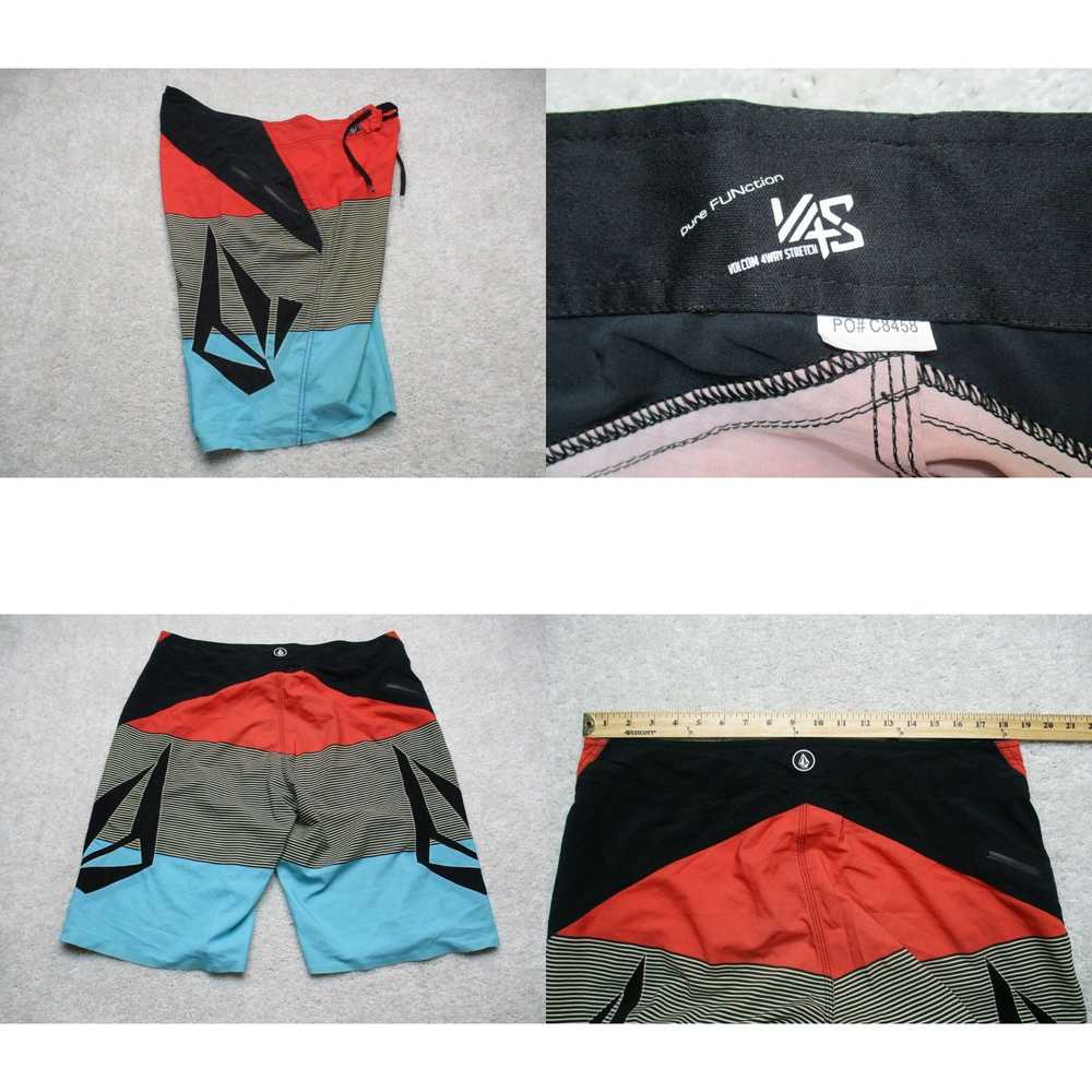 Volcom Volcom Board Shorts Mens 37 Black Blue Zip… - image 4