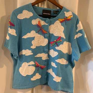 Vintage Michael Simon Dragonfly and Cloud Short S… - image 1