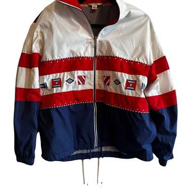 Vintage 80s red white blue windbreaker jacket | s… - image 1