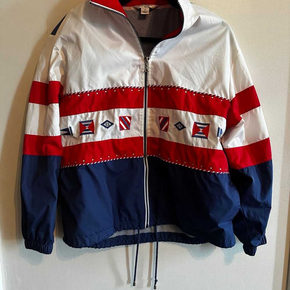 Vintage 80s red white blue windbreaker jacket | s… - image 2