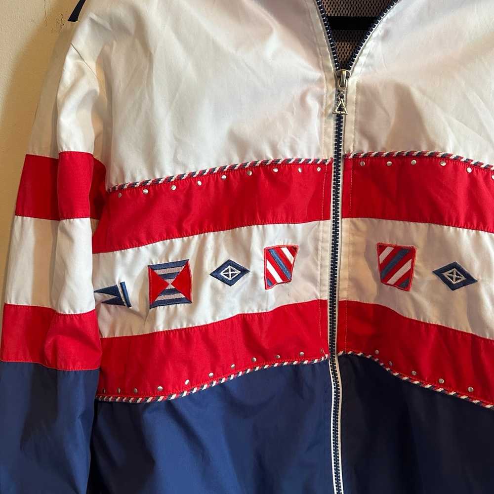 Vintage 80s red white blue windbreaker jacket | s… - image 3