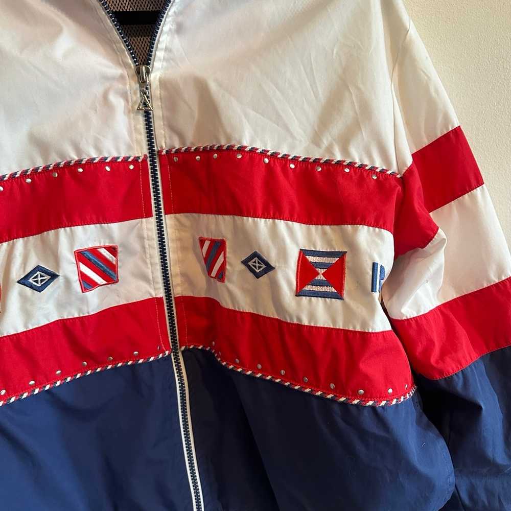 Vintage 80s red white blue windbreaker jacket | s… - image 4