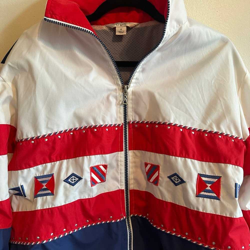 Vintage 80s red white blue windbreaker jacket | s… - image 7