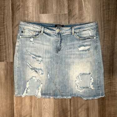 Judy Blue Judy Blue Distressed Mini Denim Skirt - 