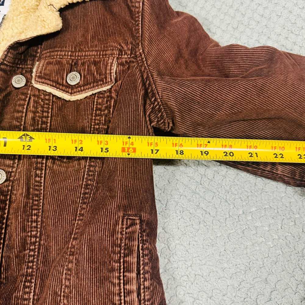 VINTAGE RETRO Y2K BROWN CORDUROY SHERPA LINED GAP… - image 4