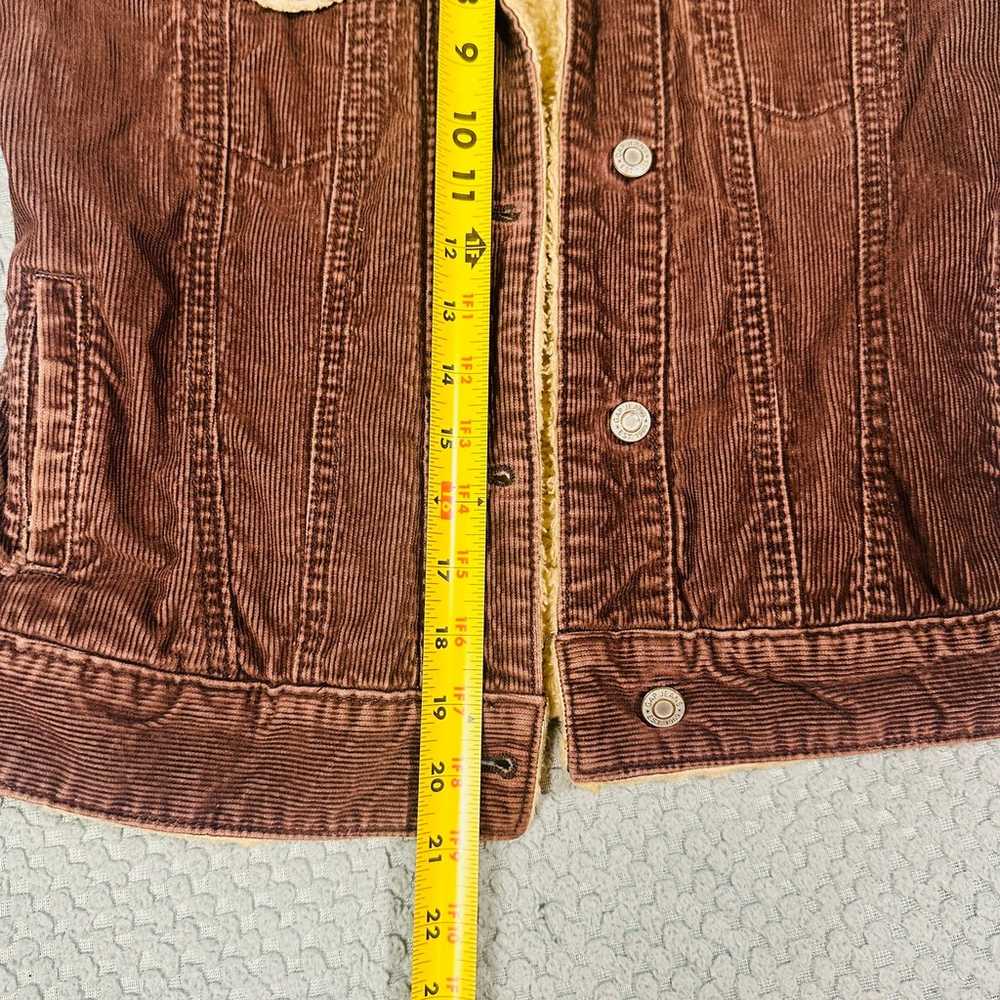 VINTAGE RETRO Y2K BROWN CORDUROY SHERPA LINED GAP… - image 5