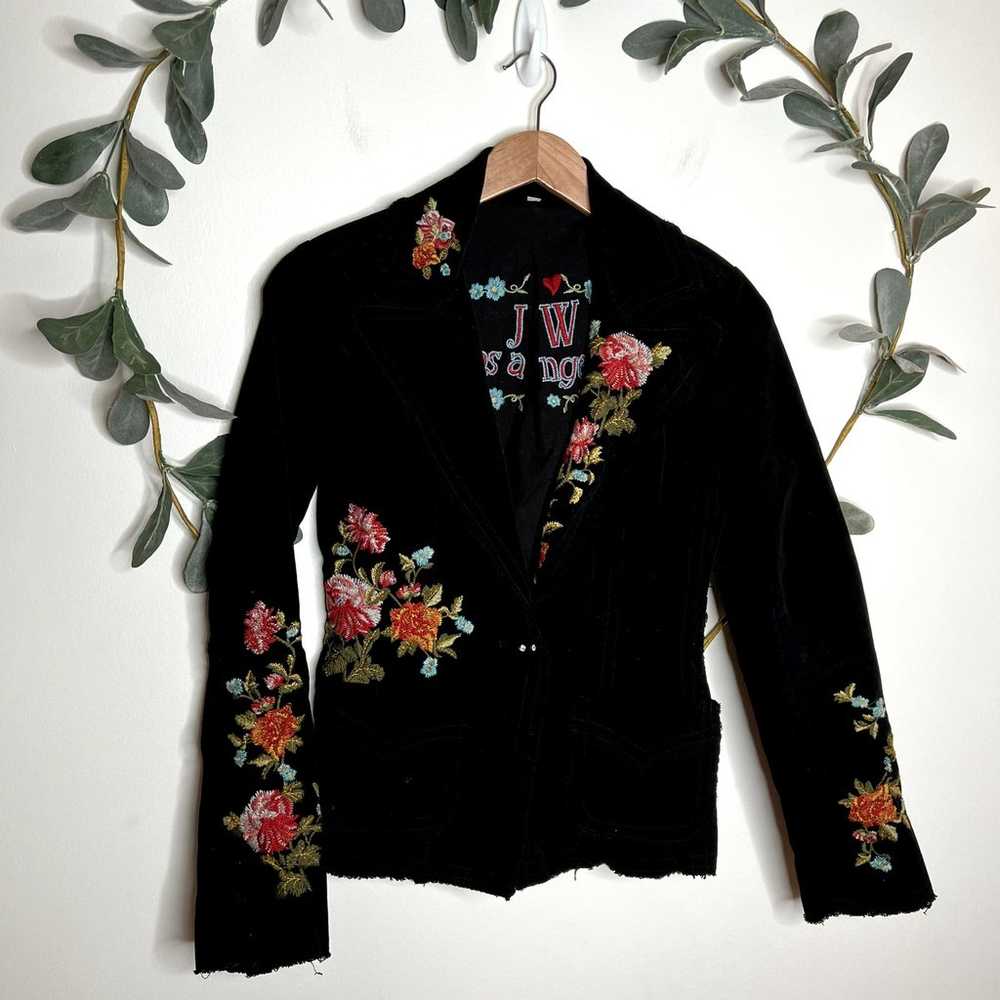 Johnny Was Black Embroidered Blazer - image 1