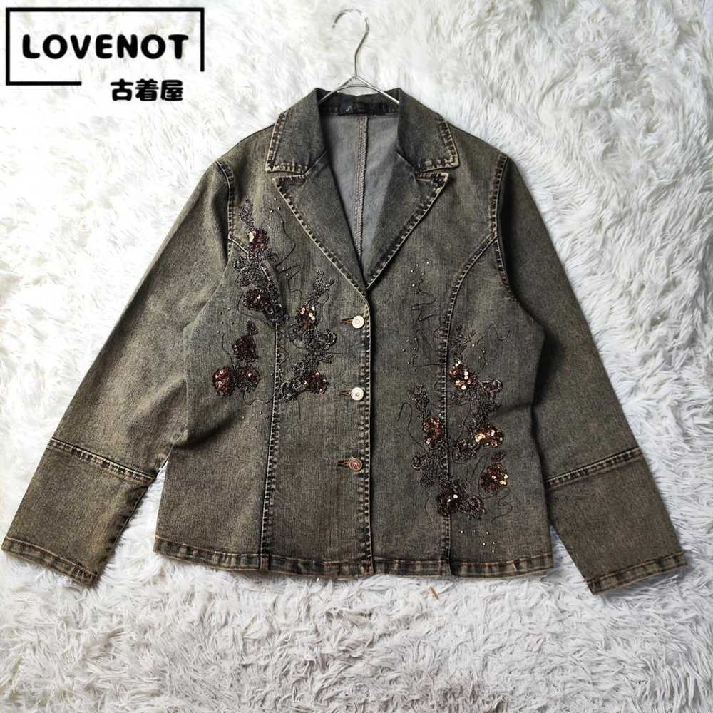 【Denim Jacket Beads Sequins Special Button Vintag… - image 1