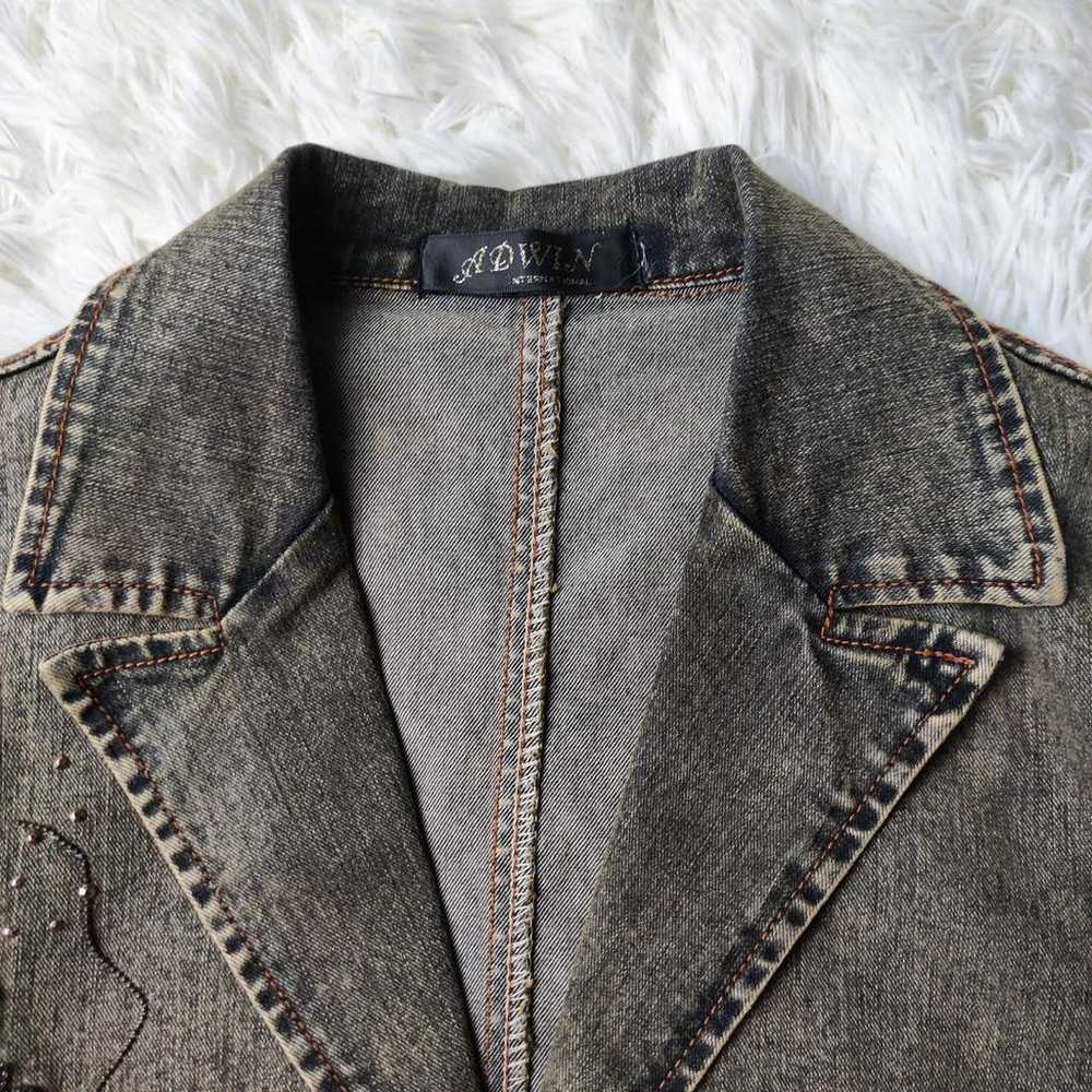 【Denim Jacket Beads Sequins Special Button Vintag… - image 9