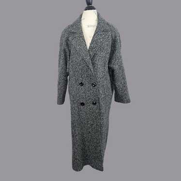 Vintage Womens Black Gray Wool Coat Medium 10 - image 1