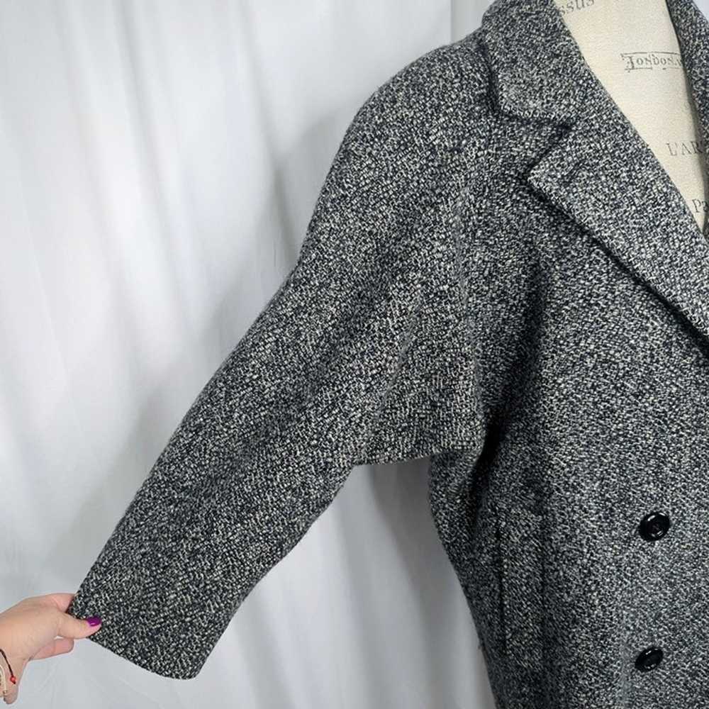 Vintage Womens Black Gray Wool Coat Medium 10 - image 3