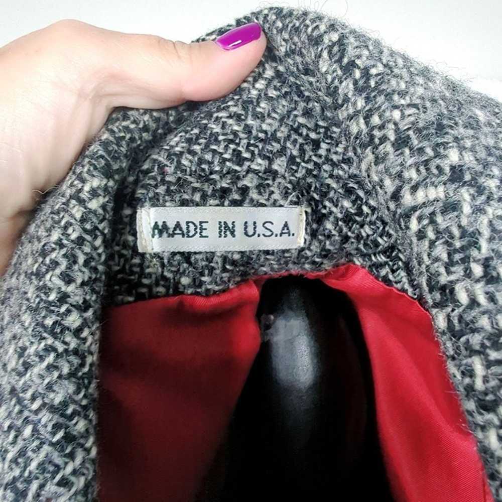 Vintage Womens Black Gray Wool Coat Medium 10 - image 9