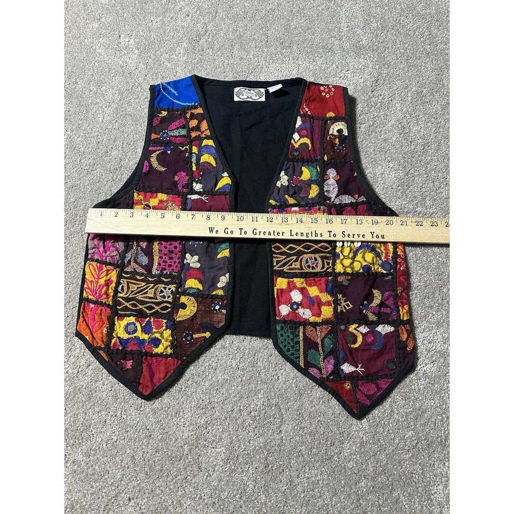 Vintage Angelique Vest Sz L Embroidered Patchwork… - image 3