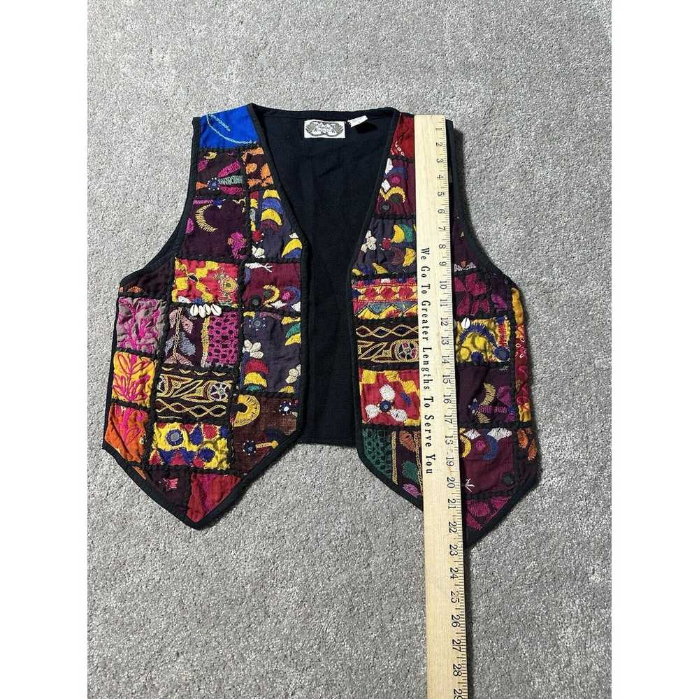 Vintage Angelique Vest Sz L Embroidered Patchwork… - image 4