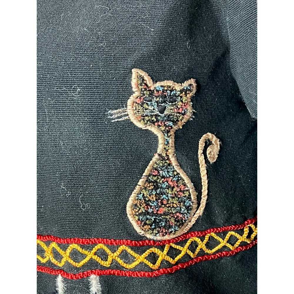 Jacket embroidered cat funky glass buttons - image 6