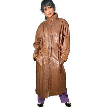 Vintage leather trench coat - image 1