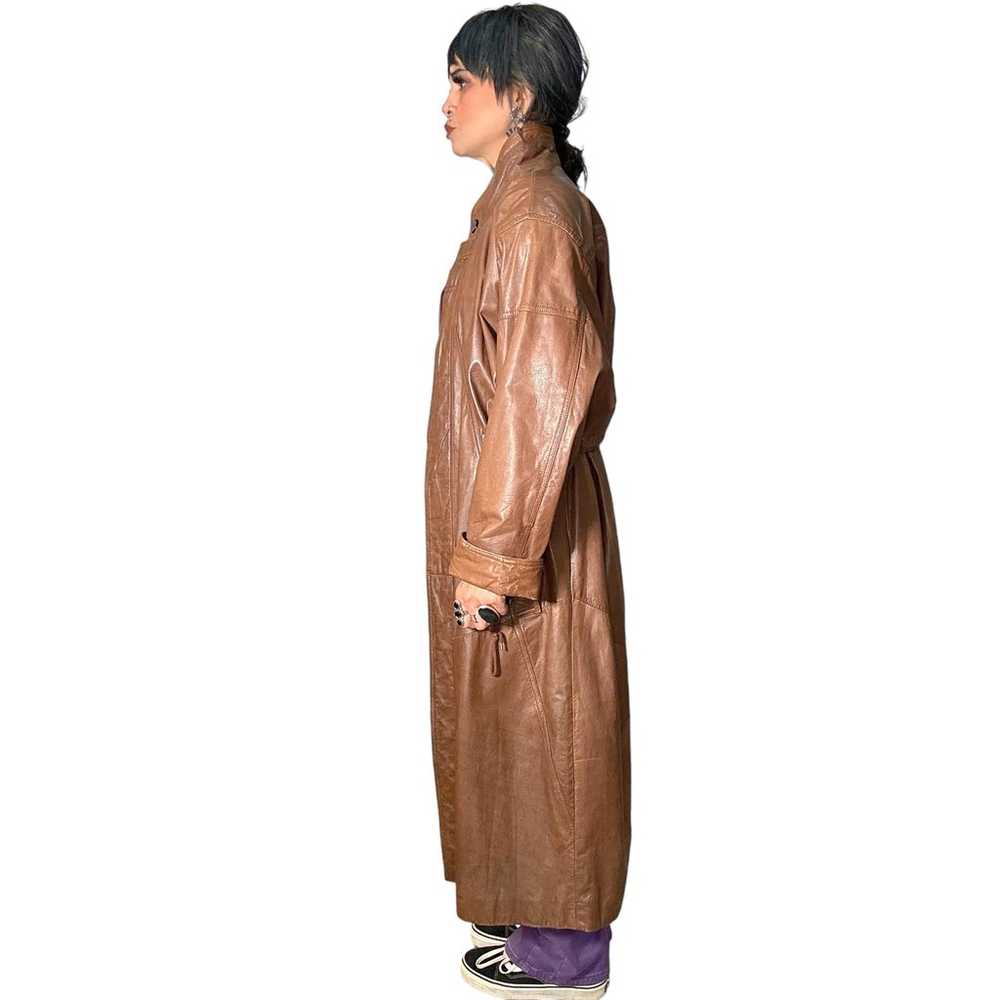 Vintage leather trench coat - image 3