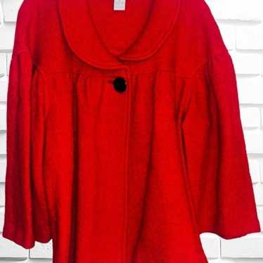 Dressbarn Women’s XL Red Boiled Wool Short Swing … - image 1