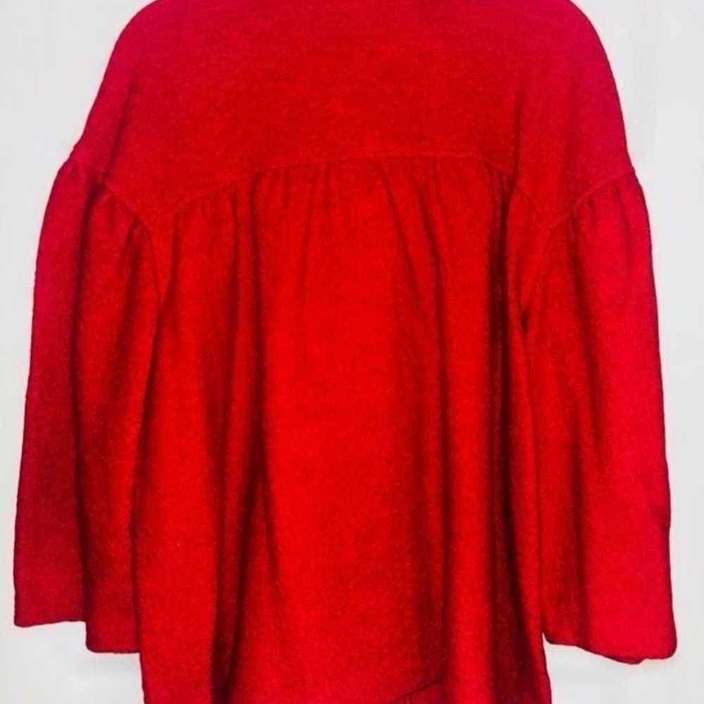 Dressbarn Women’s XL Red Boiled Wool Short Swing … - image 2