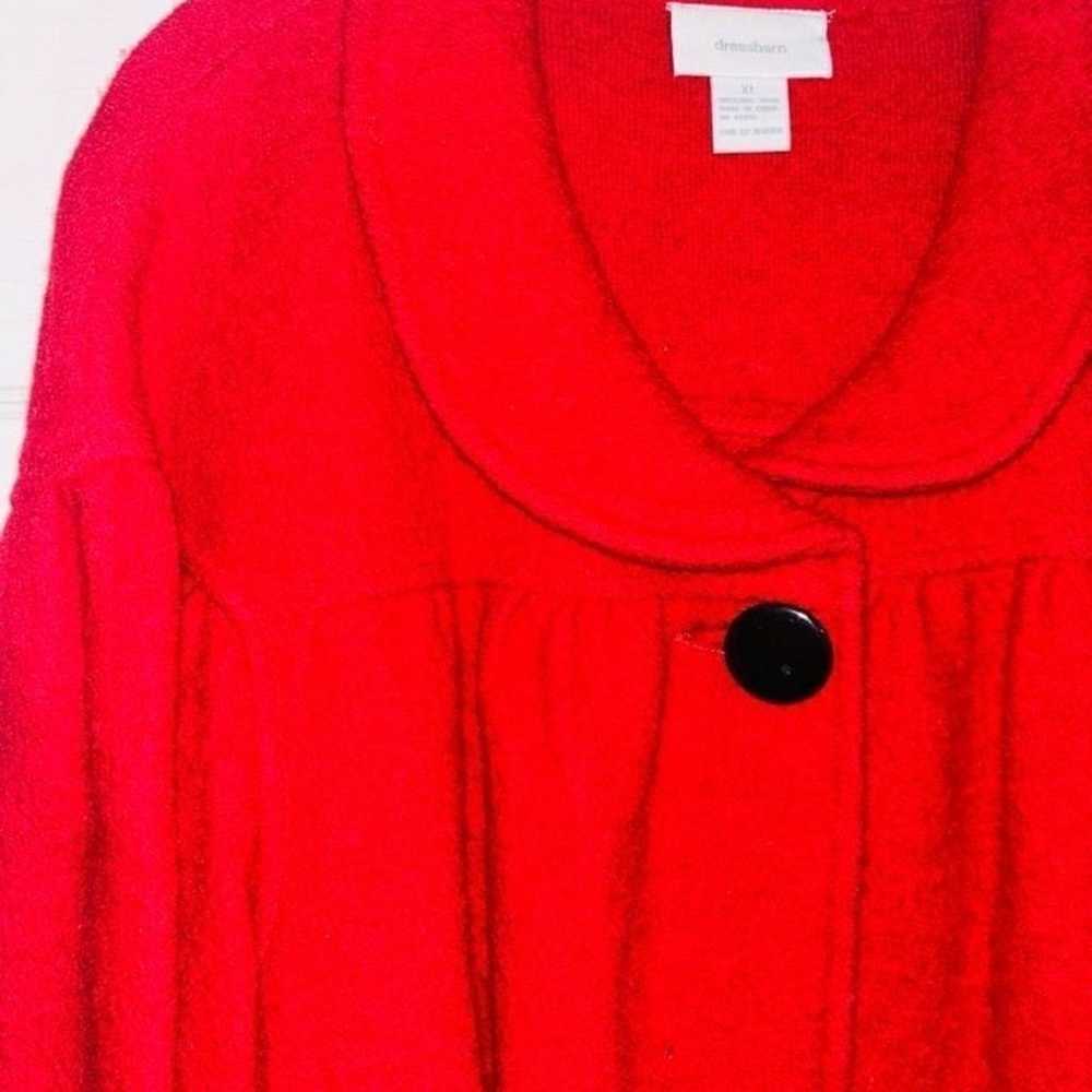 Dressbarn Women’s XL Red Boiled Wool Short Swing … - image 4