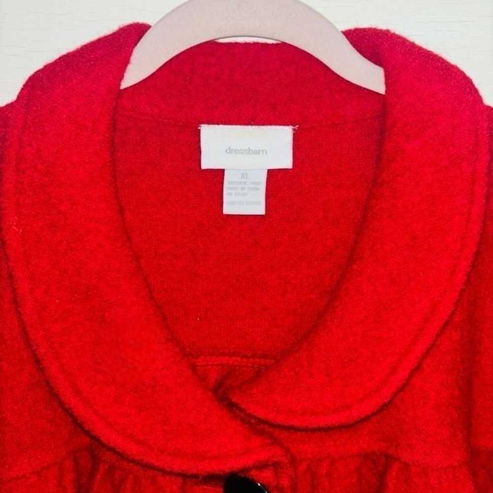 Dressbarn Women’s XL Red Boiled Wool Short Swing … - image 5