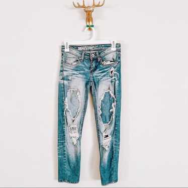 Machine Vintage Torn Distressed Jeans Size 0 - image 1