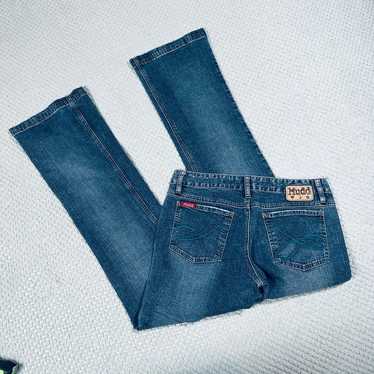 VINTAGE RETRO Y2K LOW RISE DARK WASH BOOTCUT JEAN… - image 1